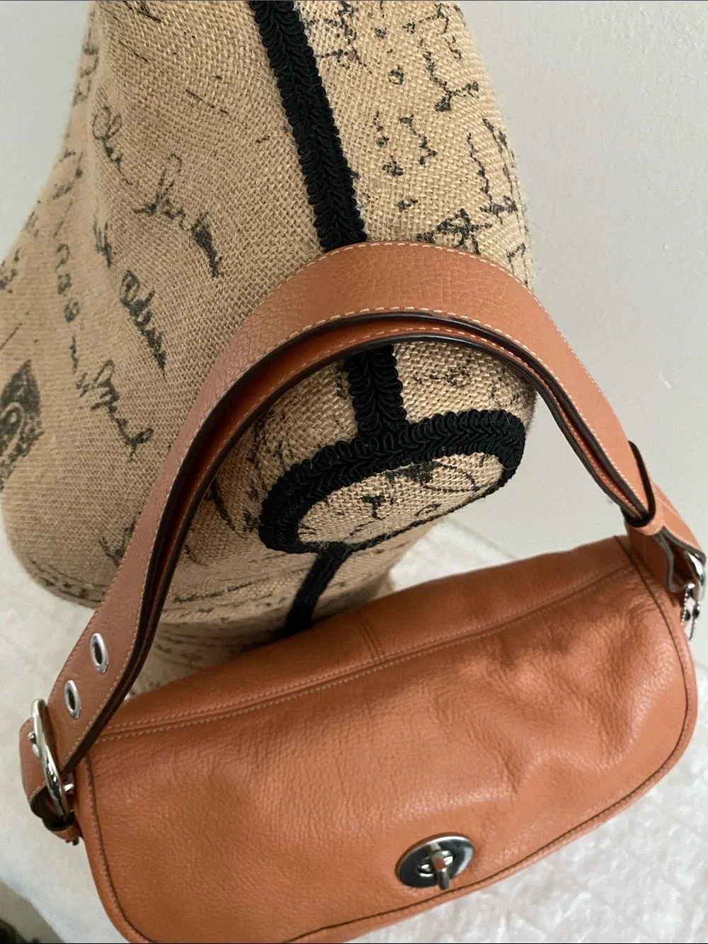 Coach Legacy Pebbled Leather Flap Convertible Shoulder Bag In Camel - Picture 4 of 17